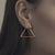 Woman's Ear wearing Traingular Gate Sterling Silver Gold Polished Earrings