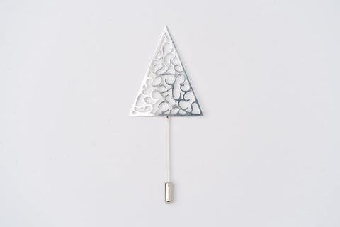 Architrave Lapel Pin-White Gold Plated