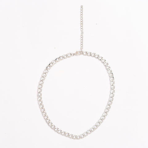 Interlinked gloss chain-White Gold Plated