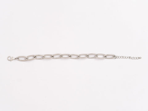 Chain Link Bracelet-White Gold plated
