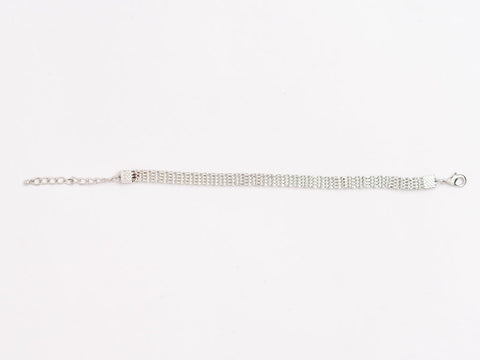 Mesh Wire Bracelet-White Gold Plated